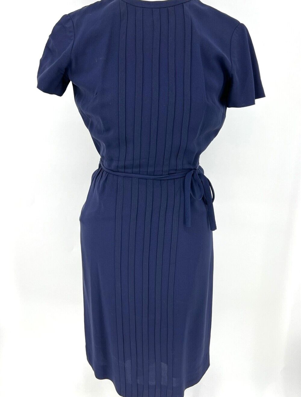 Vintage Jeanie Petite Lined Dress Navy Wool 60s Size 4-6 TV movie
